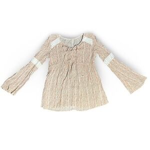 Hollister Floral Peasant Top Boho Blouse Lace‎ Trim Small